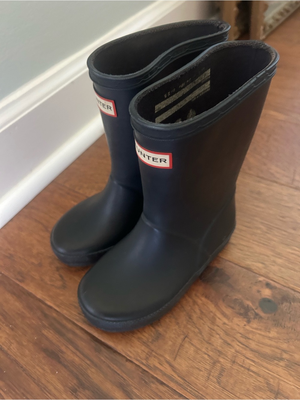 Hunter Kids Black Rubber Rain Boots